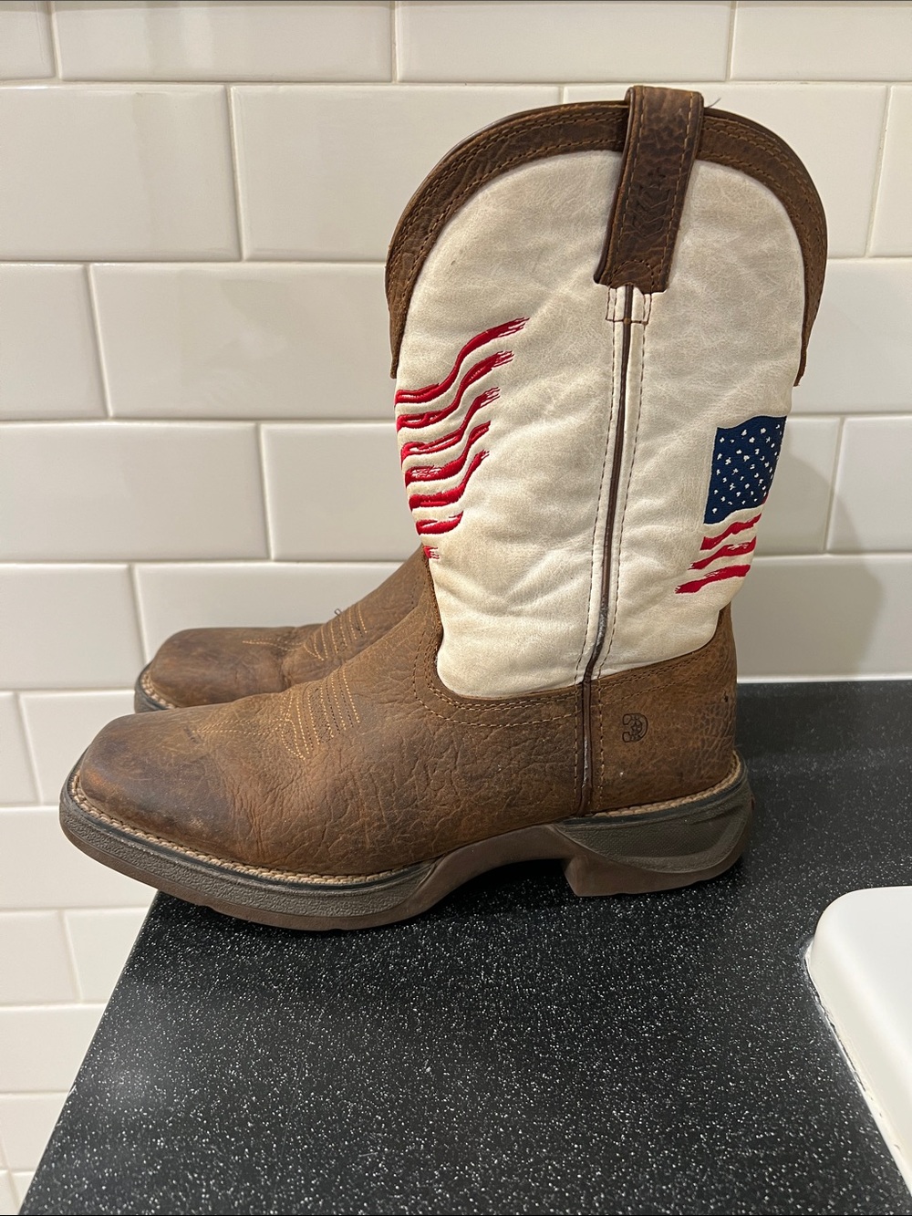 Durango Brown and White American Flag Western Boots. EU 38/US Kids 6